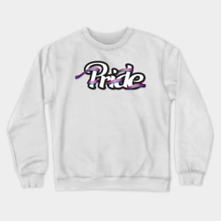 Bisexual pride flag colored ribbon wrapped around the letters of the word PRIDE Crewneck Sweatshirt